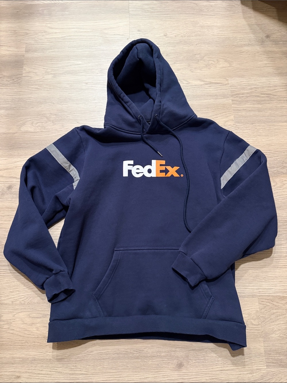 FedEx Navy Blue Hoodie with Reflective Strips Size Large